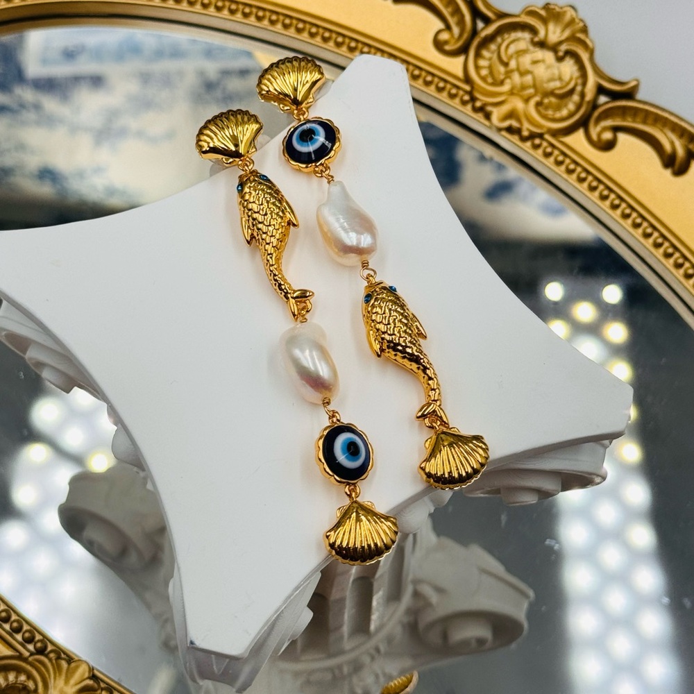 🆕 LELE SADOUGHI 🧿 NWOT La Mer Pearly Liner Earrings - Evil Eye - Picture 8 of 17